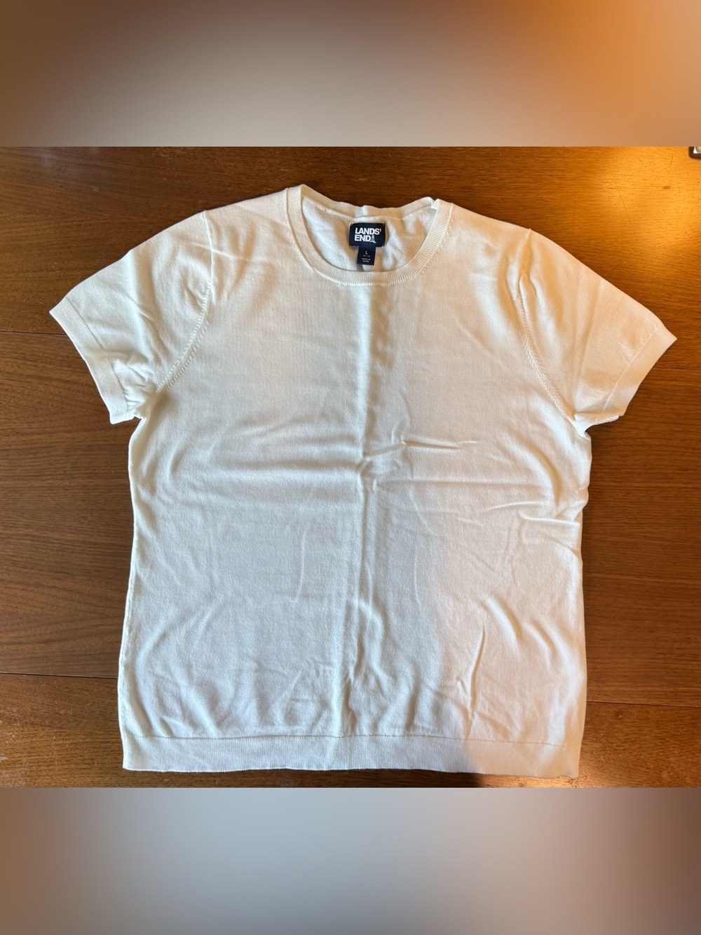 Lands' End Women's Crew Neck Sweater in White